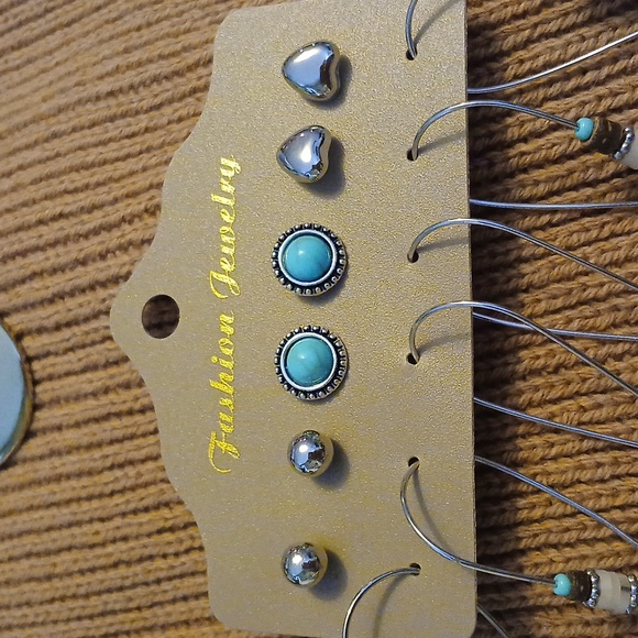 Bundle of six fashion earrings Silverstone turquoise color - Picture 6 of 7